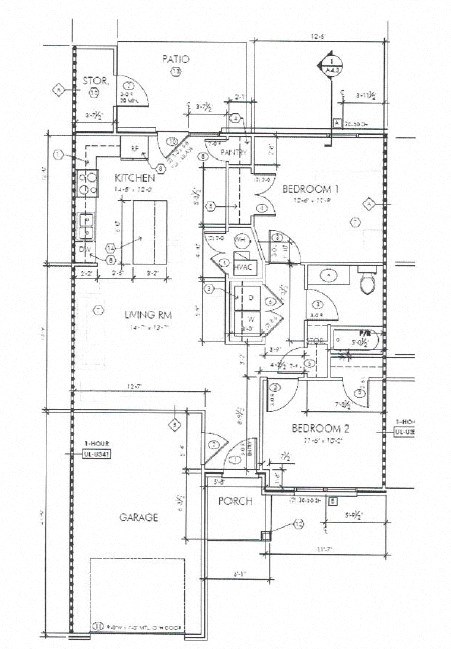 Floor plan for 2 beds, 1 bath, 922 sqft